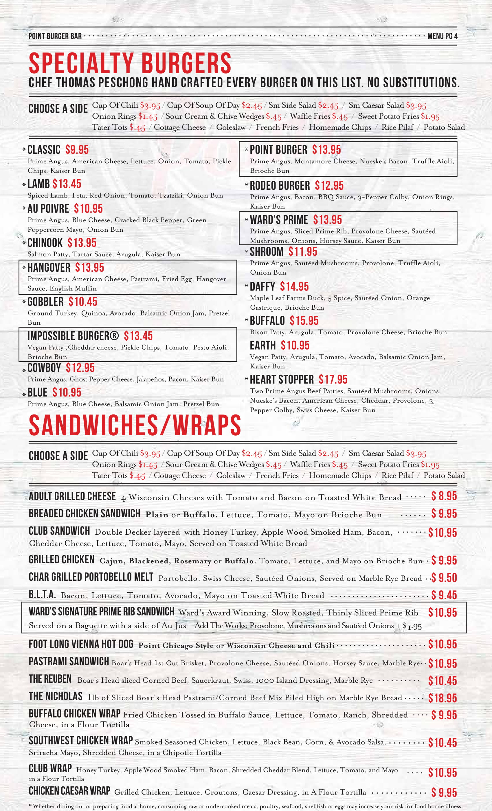 Menu Point Burger Bar